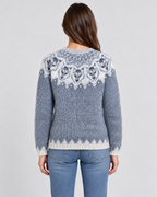 Womens Fair Isle Christmas Jumper Snowflake Yoke Grey Knitted Crew Neck — view 3 of 3
