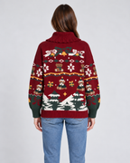 Womens Christmas Jumper Knitted Turtleneck Ruffled Festive Pattern — view 2 of 4