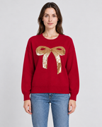 Womens Christmas Jumper Sequin Bow Knitted Crew Neck Long Sleeve — view 5 of 5