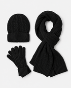 Womens Hat Scarf And Gloves Set Knitted Ribbed Cuff Winter Three Piece — view 4 of 5