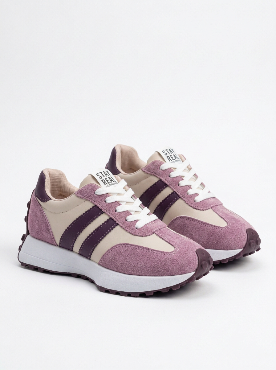 Womens Chunky Sole Trainers Lace-Up Low Top Sporty Sneakers