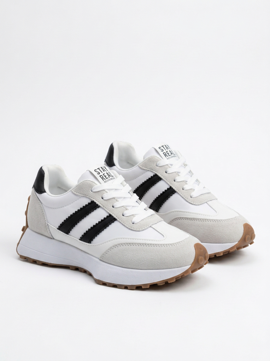Womens Chunky Sole Trainers Lace-Up Low Top Sporty Sneakers — view 2 of 11