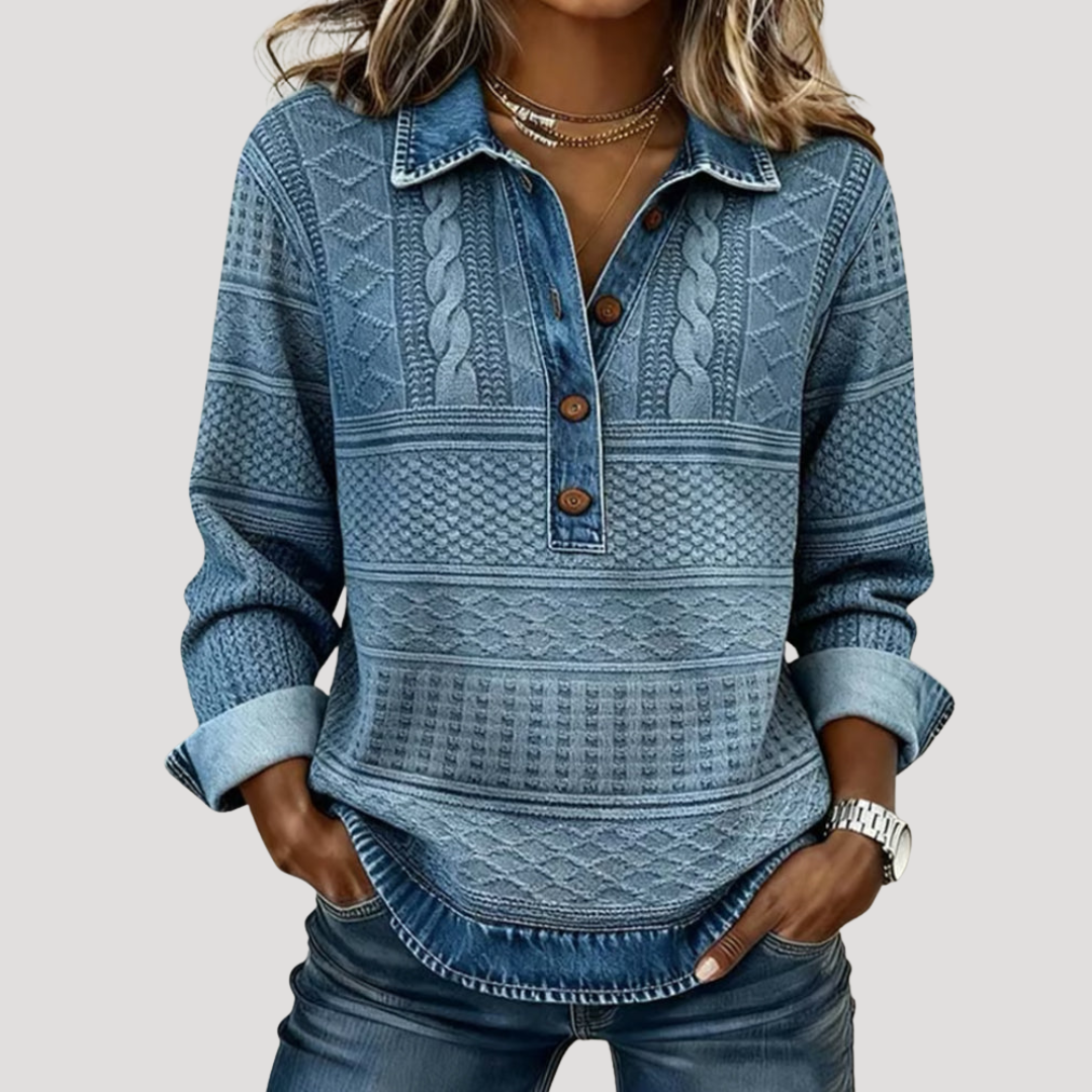 Wovena - Cable Knit Collared Jumper Everyday Casual Wear