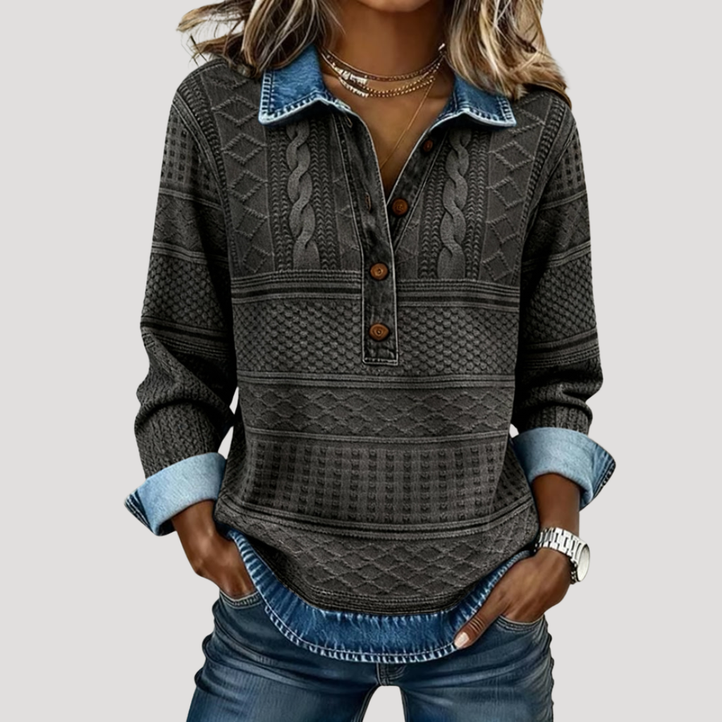 Wovena - Cable Knit Collared Jumper Everyday Casual Wear — view 2 of 3